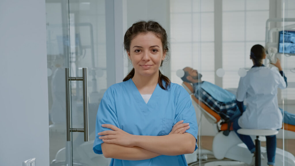 How to get a job as a part time CNA nurse - Portrait of caucasian woman looking at camera